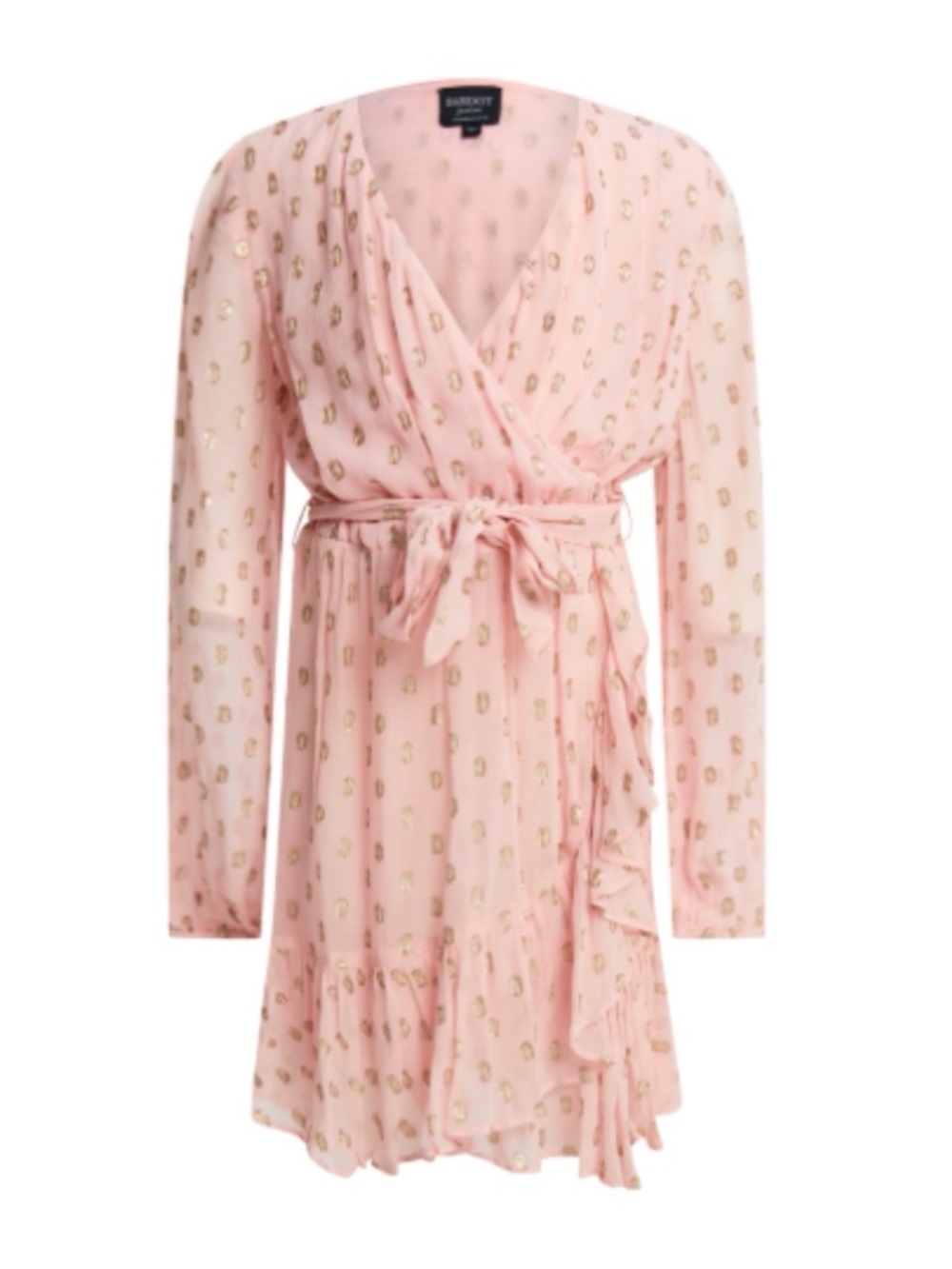 Bardot Jr. girls Antonella wrap dress in pink and gold dot size 12